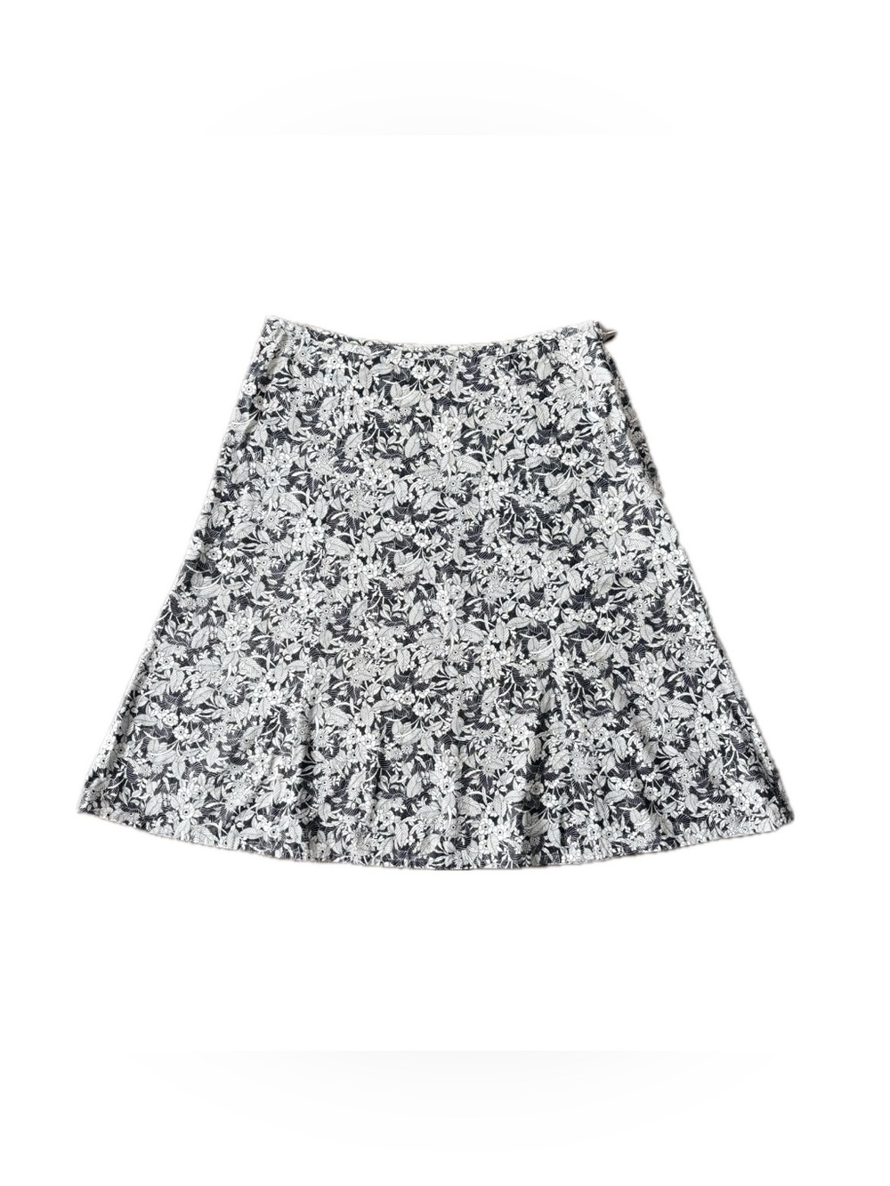 Halogen Cotton Floral Midi A Line Skirt Black White Nordstrom Size 4 EUC